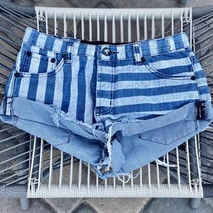 Rare ONE TEASPOON Striped Bandits Denim Shorts 24